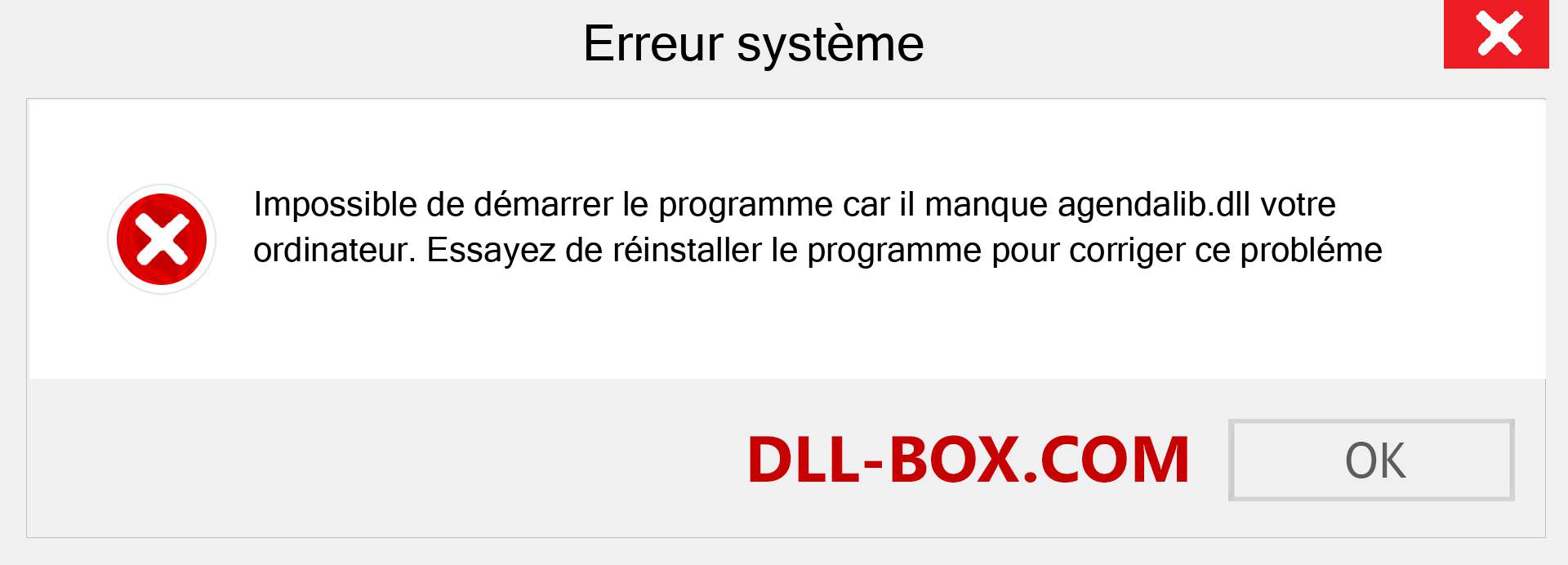 Le fichier agendalib.dll est manquant ?. Télécharger pour Windows 7, 8, 10 - Correction de l'erreur manquante agendalib dll sur Windows, photos, images