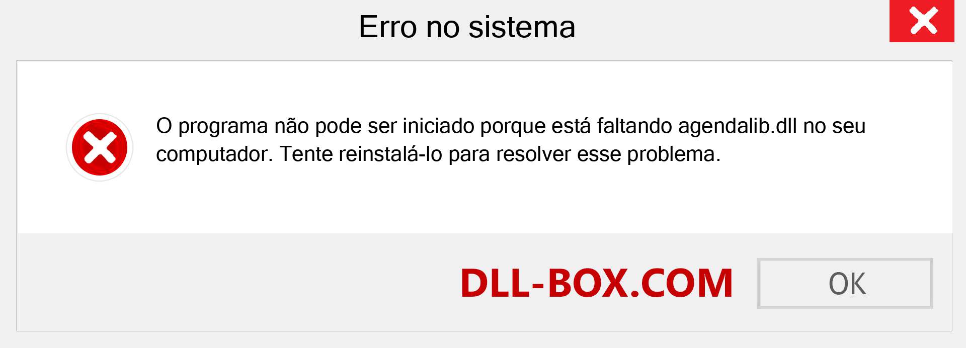 Arquivo agendalib.dll ausente ?. Download para Windows 7, 8, 10 - Correção de erro ausente agendalib dll no Windows, fotos, imagens