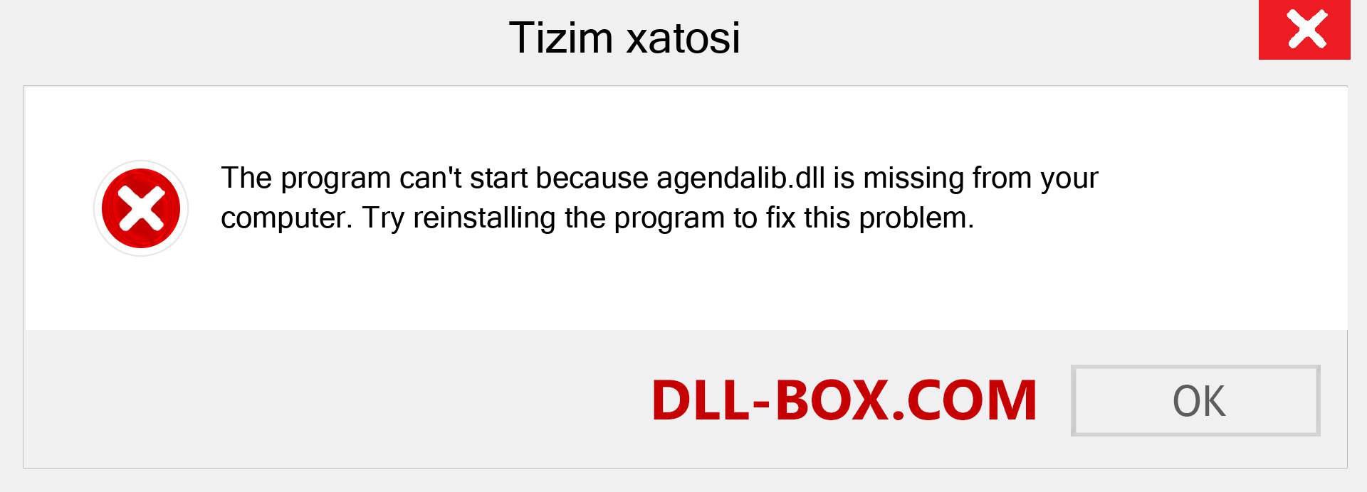 agendalib.dll fayli yo'qolganmi?. Windows 7, 8, 10 uchun yuklab olish - Windowsda agendalib dll etishmayotgan xatoni tuzating, rasmlar, rasmlar